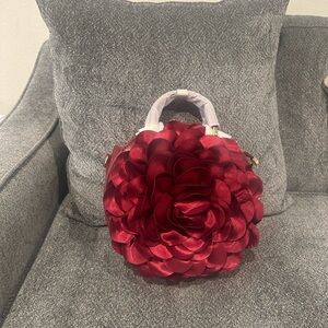 Elegant Red Floral Handbag